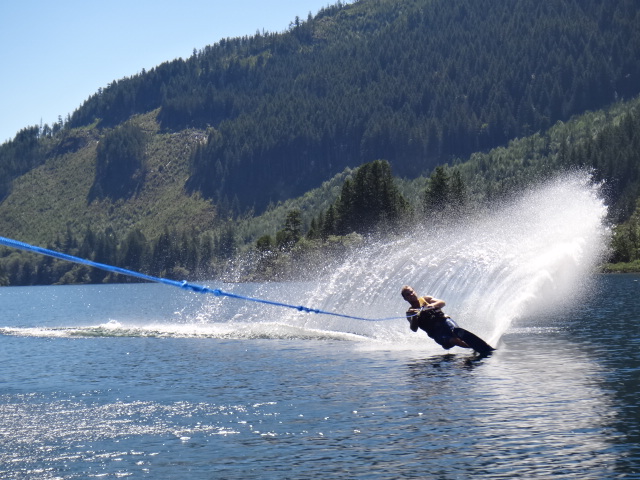 Water-skiing on a lake